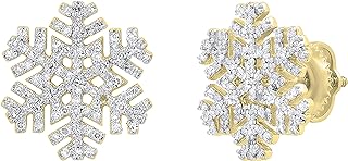 Dazzlingrock Collection 0.35 Carat (ctw) Round White Diamond Snowflake Stud Earrings for Women in 10K Solid Gold