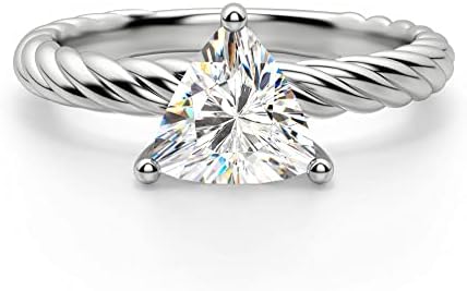 3.40 CT Trillion Cut VVS1 Colorless Moissanite Engagement Ring, Wedding/Bridal Ring Set, Solitaire Halo Hidden Sterling Silver Vintage Antique Anniversary Promise Ring