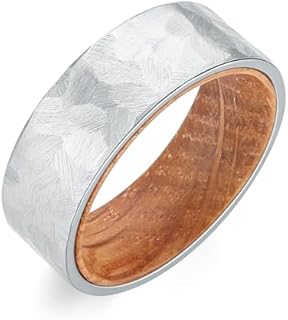 8mm Black Carbon Fiber Ring Inlaid Whiskey Barrel Wood Inner Hole Fashion Promise Wedding Band for Men Women Comfort Ring Size 7-14