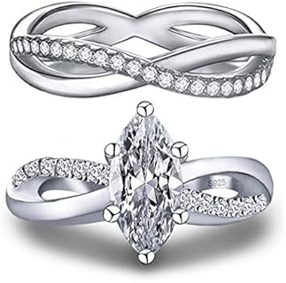 Marquise-Cut Simulated Diamond Wedding Ring Set for Women, Unique Infinity Twist Design
