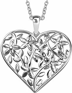 SHOP LC DELIVERING JOY 925 Sterling Silver Heart Pendant Necklace for Women Charm Jewelry Stainless Steel Chain Birthday Gifts for Women Size 20" Birthday Gifts for Women