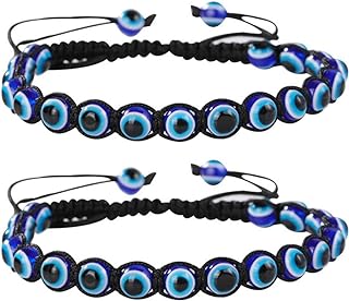 SUMMER LOVE Evil Eye Bead Bracelets Hand-Woven Ojo Turco Lucky Kabbalah Protection Nazar Amulet Bracelet Anklet for Women Men Boys&Girls