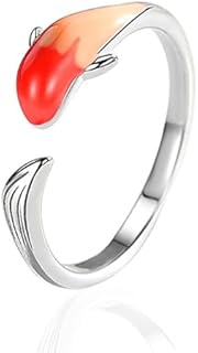 Silver-Plated Adjustable Lucky Fish Ring for Women and Girls - Open Band Design, No Gemstone, Comfort Fit - Ideal Birthday, Wedding or Christmas Gift