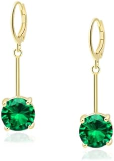 VONSSY Gemstone Drop Dangle Earrings | Platinum/Gold Plated Leverback Crystal Cubic Zirconia Hanging Red/Pink/Blue Earrings