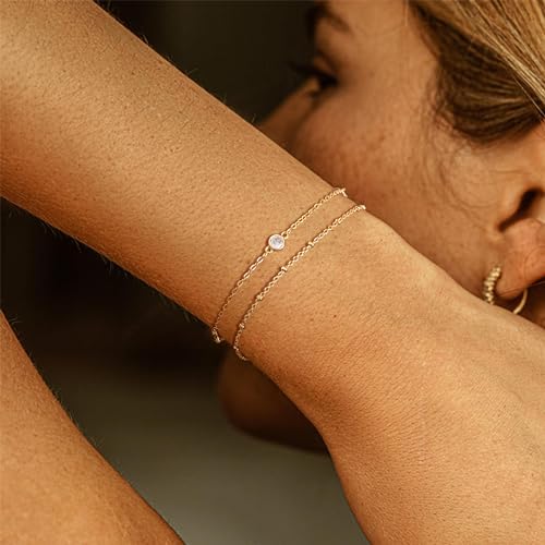 Gold Bracelet for Women 14K Real Gold Bracelet Sets for Women Dainty Snake Chain Bracelet Adjustable Cuban Link Bracelet for Women Cuff Bangle Gold Stackable Bracelets for Womens Jewelry Sets