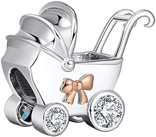 Genuine Ginger Lyne Collection Vintage Baby Carriage Charm - Gold Plated with Sparkling Cubic Zirconia - Versatile Charm for Bracelets or Necklaces, Ideal Gift for Expectant Mothers