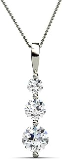 Cate & Chloe Willow Eternal 3 Stone Pendant Necklace, Women's 18k White Gold Plated Necklace with Crystals, 3 Beautiful Sparkling Crystal Stones Silver Drop Necklace for Women