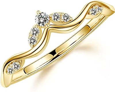 MOOSEA Unique Moissanite Curved Wedding Band for Women, D Color VVS1 Clarity Lab Created Diamond Stackable Rings 14K White Yellow Rose Gold Vermeil Moissanite Marquise Contour Band for Women Gifts