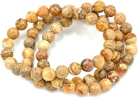 6mm Picture Jasper Bead Chain Stretch Bracelet, Pack of 3 for Women and Men, No Metal or Clasp Type