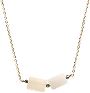 Pyrite Crystal and White Moonstone Necklace with Anchor Chain, Fishlock Clasp for Women - Boho Inspired Design