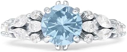 Round Shaped Vintage Style Pear Teardrop Cocktail Modern Wedding Engagement Ring Cubic Zirconia Solid 925 Sterling Silver Ring