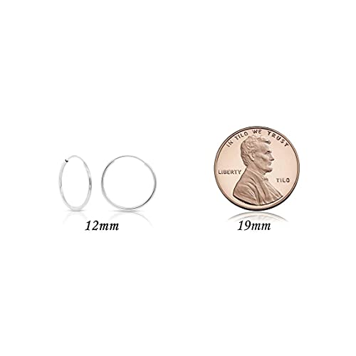 14k White Gold Round Endless Hoop Earrings - 10-18mm