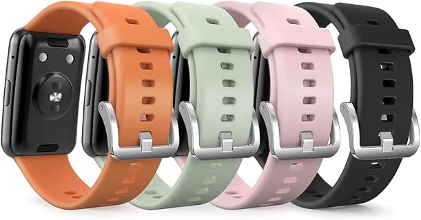 TUSITA Pack de 4 Bracelets en Silicone pour Huawei Watch Fit avec Adaptateurs Sécurisés, Ajustement Flexible et Design Confortable, Idéal pour Tous Styles et Occasions