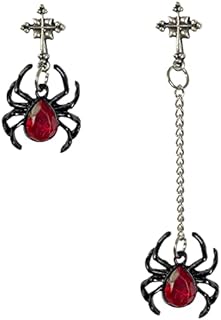 Vintage Black Gothic Spider Earrings Halloween Red Crystal Spider Drop Dangle Earrings Punk Style Cross Spider Earrings Reptile Animal Jewelry for Women