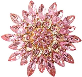 Vintage Rhinestone Sunflower Brooch Pin Stylish Crystal Flower Shape Brooch Pin Elegant Clothing Hat Bag Accessories Jewerly for Women Teen Girls
