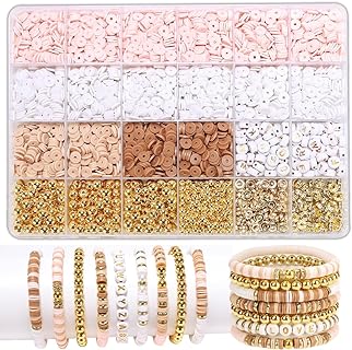 Bracelet Making Kit Friendship Gold Beads Clay Beads Jewelry&Bracelet Making Kit for Teen Girls Charm Bracelet Maker Set with Letter Beaded Kit for Teen Girls Birthday Gift (Multicolour6)