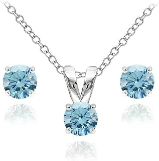 Spring Ring Clasp Crystal B. BRILLIANT Sterling Silver Solitaire Jewelry Set for Women & Girls - Classic Design