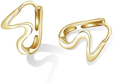 Hypoallergenic Silver Wave Hoop Earrings with Small Gold Cartilage Hoops for Women and Teen Girls - Beach-inspired Metal Jewelry Gift with No Gemstones