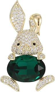 14K Yellow Gold Zodiac Rabbit Brooch Studded with Moissanite, Cutesy Bunny Pin with Secure Pin Clasp, Versatile Accessory for Coats, Bags & Shawls - Ideal Gift for Her