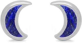 Boma Jewelry Sterling Silver Crescent Moon Stud Earrings with Push-Back Design