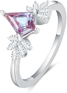 Women's Alexandrite 1.35 Carat Engagement Ring, Kite Cut Design, Platinum Plated 925 Sterling Silver, Size 6 - A Timeless Symbol of Promise and Elegance