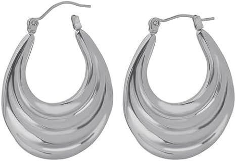 Titanium Gold Hoop Earrings Chunky Silver Hoops Chunky Huggie Hoop Earrings Medium Hoops Small Chunky Gold Hoop Earrings for Women