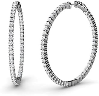 White Sapphire Inside-Out Hoop Earrings 3.15 ctw 14K White Gold