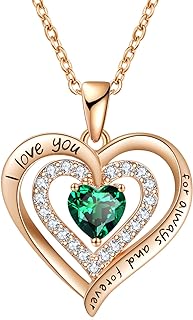 LIANYU Heart Necklaces for Women, Birthday Gifts for Women Birthstone Women Necklace Jewelry for Women Anniversary Wedding Gifts Birthday Gifts for Wife Her Mom I Love You Necklace for Women Girlfriend Birthday Gifts Valentine's Day Gifts for Her