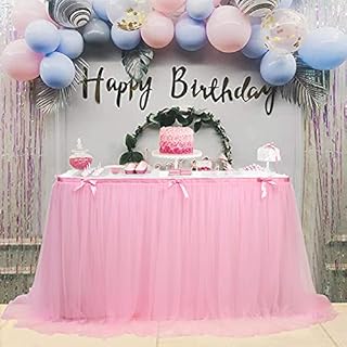 Table Skirt Wedding Party Tutu Tulle Tableware Cloth Baby Shower Birthday Banquet Party Wedding Table Skirt Party Home Decor (9.2x2.5 ft)
