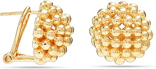 LeCalla Sterling Silver Stud Earrings with Omega Back and Cubic Zirconia Gems for Women, Classic Dome Design