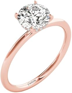 10K Gold Personalized Moissanite Engagement Ring with Hidden Halo Design, Customized Name, Perfect Gift for Lovers