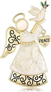 Vintage Guardian Angel Pin Christmas Brooches for Women Gifts Winter Party Decorations with Message Card & Box