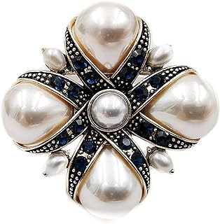 DREAMLANDSALES Royal Vintage Style Imitated Pearl Cross Brooch Religious Pin