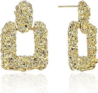 Women's Gold-Dipped Sterling Silver Rectangle Stud Earrings with Push Back Design for Fashion Statement