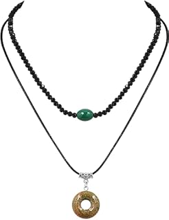 Sacina Gothic Clasp-Layered Onyx Crystal Necklace, Ball Chain Boho Style for Women, Black Hippie Choker Design