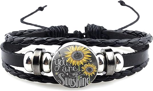 Sunflower Gifts Sunflower Leather Bracelet Mother's Day Gifts for Women Mom Boho Bracelets for Teen Girls Wife Daughter Mom Birthday Friendship Bracelets Gifts for Her