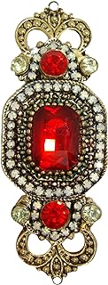 TTjewelry 2.68" Vintage Art-Deco Style Rhinestone Crystal Crown Brooch Pin (Red)