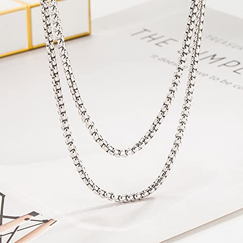 Italian Solid 925 Sterling Silver Necklace Men & Women 3MM Square Rolo Link Round Box Chain Chokers 18 "20" 22 "24" 26 "28" Unisex Jewelry (28 inches)