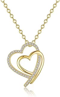 14K Real Gold Filled Heart Necklace for Women and Girls Adjustable Cubic Zirconia Love Heart Pendant for Valentine’s Day, Mother’s Day, Birthday, Handmade Jewelry Gift for Her