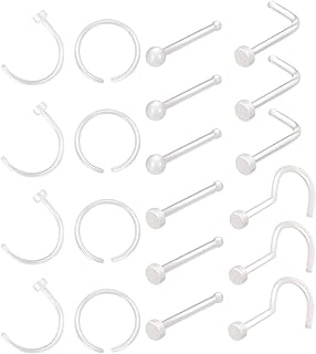 Bioflex Acrylic Invisible Nose Ring with Cubic Zirconia Gem, 18G/20G, Suitable for Men and Women – Subtle and Reliable for Work and School