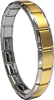 Dolceoro 9mm Italian Starter Charm Bracelet, Starting at 18 Links for 6” Wrist Size - Other Options for Larger Sizes with Customization, Interlocking Stainless Steel Modular Links