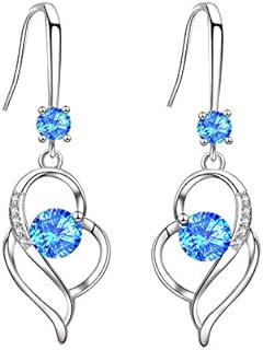 Nickel-Free Silver-Plated Snap Back Earrings with Cubic Zirconia - Sparkly Heart Dangle for Women, Girls & Teens - Stylish Stud Design