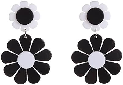 Boho Acrylic Daisy Drop Earrings with French Wire for Women - Sunflower Design