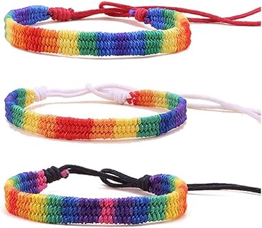 Bisexual Bracelet Beads | Adjustable Braided Chain Non-Metallic Nylon | LGBT Pride Rainbow Design | Perfect For Men and Women