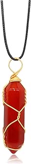 Gold Alloy Clasp Carnelian Pendant Necklace with Cable Chain for Women and Girls, Healing Red Carnelian Stone in Unique Design
