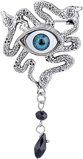 Evil Eye Brooch Pin for Women Men Gold Plated Fashion Crystal Vintage Tassel Brooch Snake Flip Collar Brooch Creative Dress Accessories Party Jewelry Gift Valentine's Day Wedding Father's Day