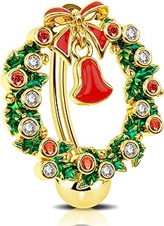 Jewseen Christmas Reverse Belly Button Ring Top Down Belly Ring 14G Navel Ring Surgical Steel Navel Piercing Jewelry Belly Piercing for Women Men