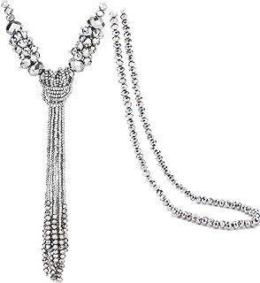 Multi-color Crystal Beads Strand Knot Long Beaded Tassel Necklace for Women Girls