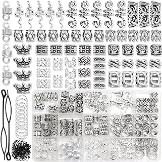 NAISKA Silver Viking Bead Necklace in Metal with Crystal Accents - Norse Runes Design for Adults