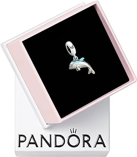 Pandora Shimmering Dolphin Dangle Charm - Compatible Moments Jewelry - Stunning Jewelry for Women - Great Gift for Her - Sterling Silver with Crystal - With Gift Box